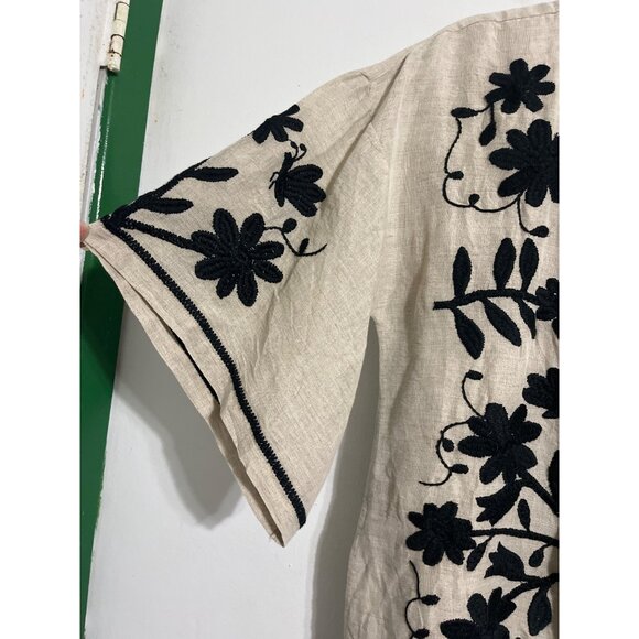 Sister Mary Ivy Jane Marta Tunic Dress Beige Black Linen Size Small - Picture 8 of 13